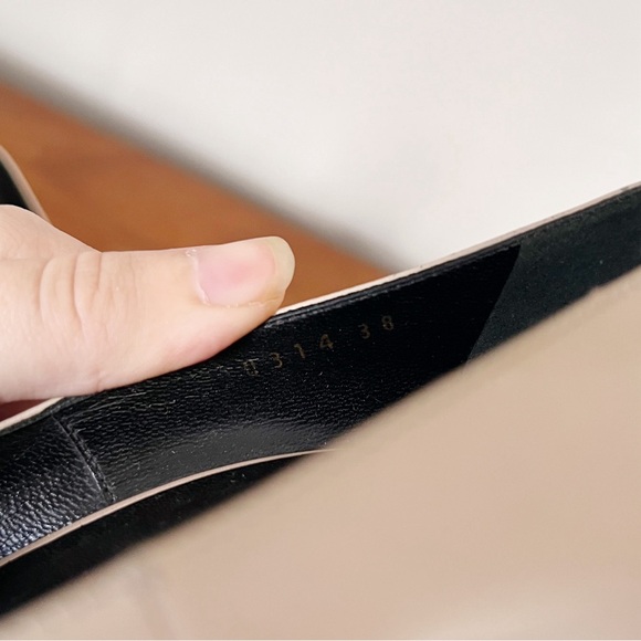 SAINT LAURENT • Janis 105 Cap-Toe Platform Pump two tone beige nude black heels - Picture 5 of 14